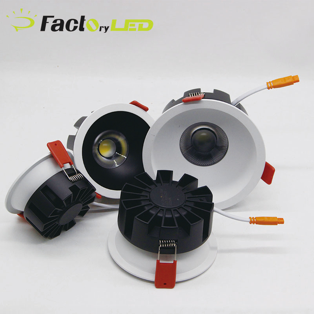 Aluminium Black White Spotlight Anti Glare COB 8W 12W 15W 18W LED Downlight