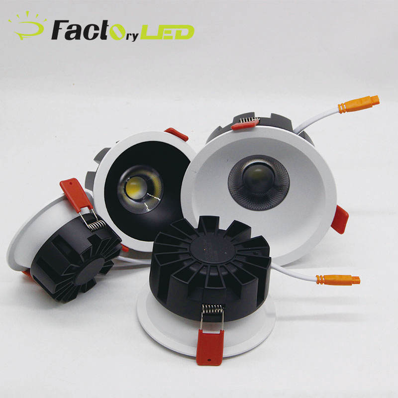 Aluminium Black White Spotlight Anti Glare COB 8W 12W 15W 18W LED Downlight