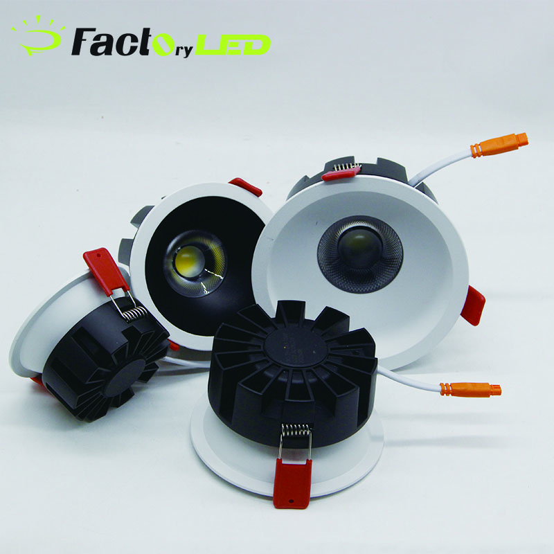 Aluminium Black White Spotlight Anti Glare COB 8W 12W 15W 18W LED Downlight