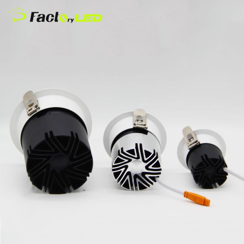 Factory Price Aluminum Recessed Spot Lamp Office Meeting Room 12W LED Commercial Down Light