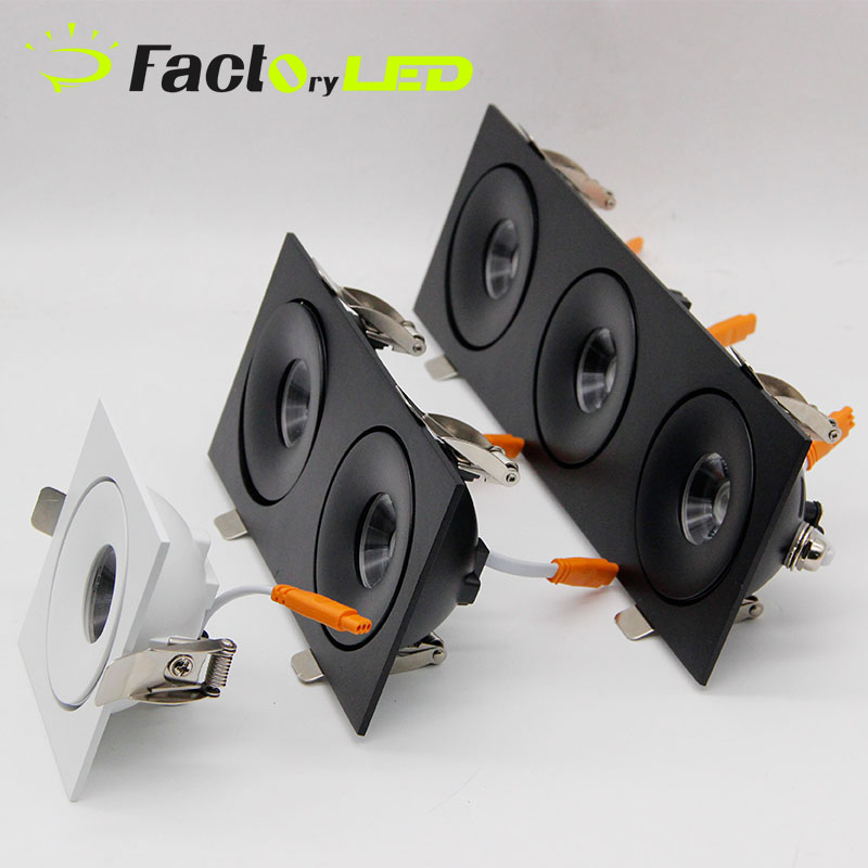 Modern Recessed LightingTriple Head LED Spotlights Square Embedded LED Ceiling Downlights with 360 DegAdjustable Rotating