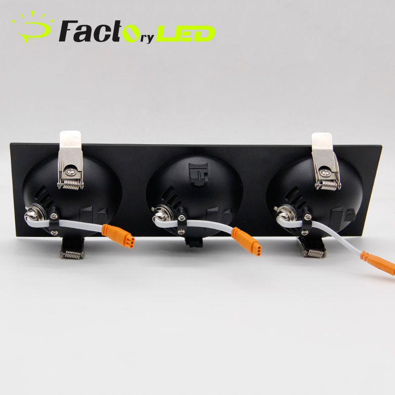 Modern Recessed LightingTriple Head LED Spotlights Square Embedded LED Ceiling Downlights with 360 DegAdjustable Rotating